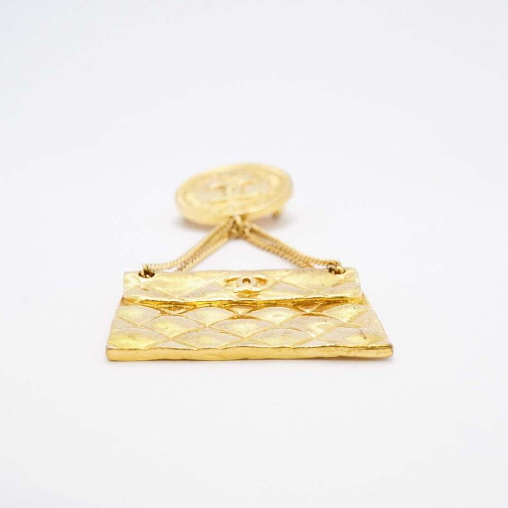 CHANEL Authentic Gold Logo Brooch - Picture 3 of 7